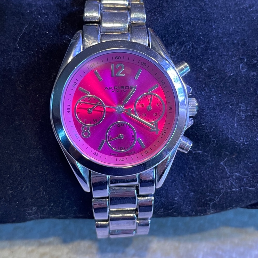 Akribos XXIV Bright Pink Watch